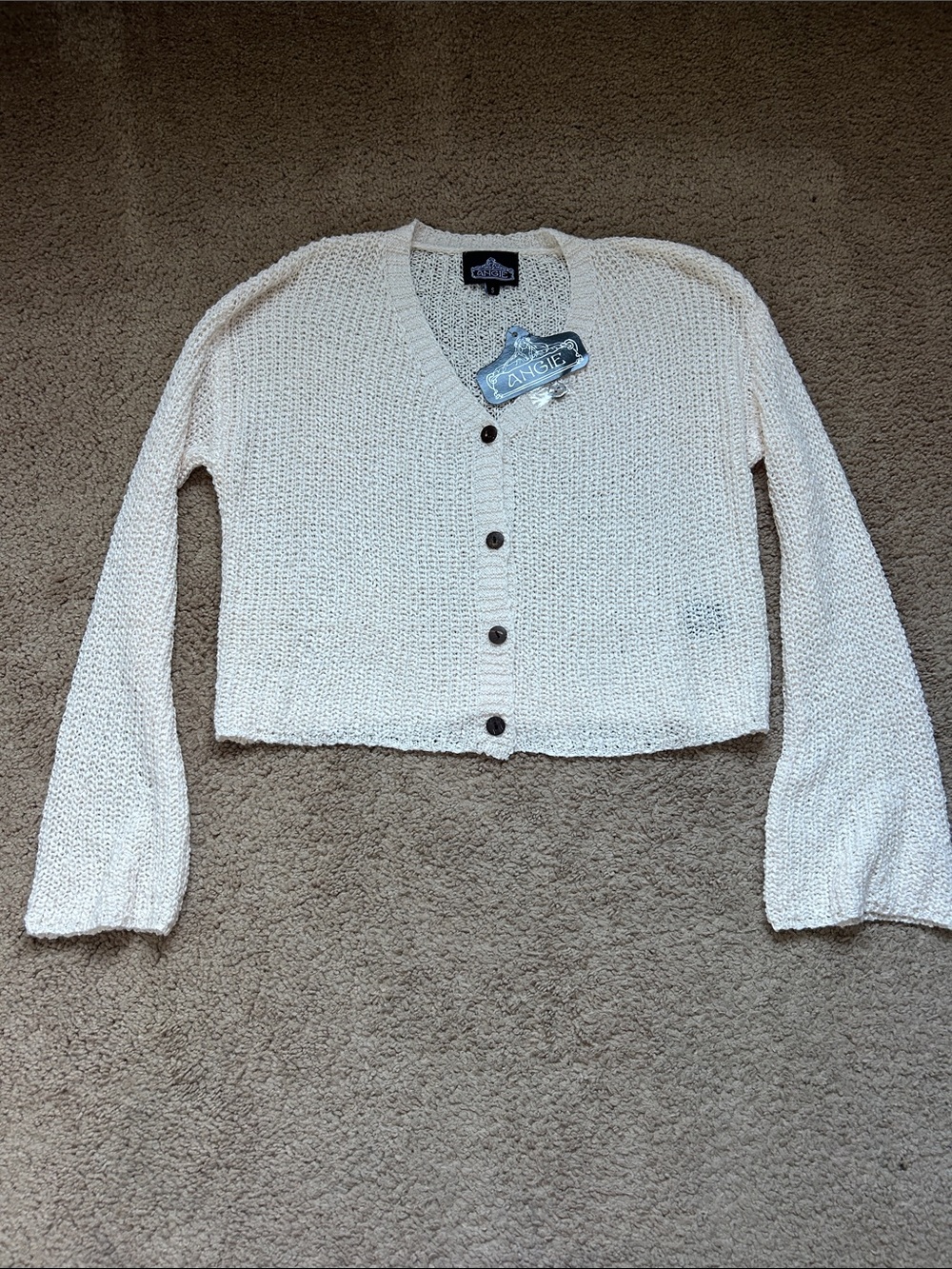 Angie Cropped Knit Button-Front Cardigan